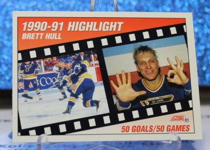 BRETT HULL # 302 CANADA SCORE 1991-92  ST. LOUIS BLUES NHL HOCKEY TRADING CARD