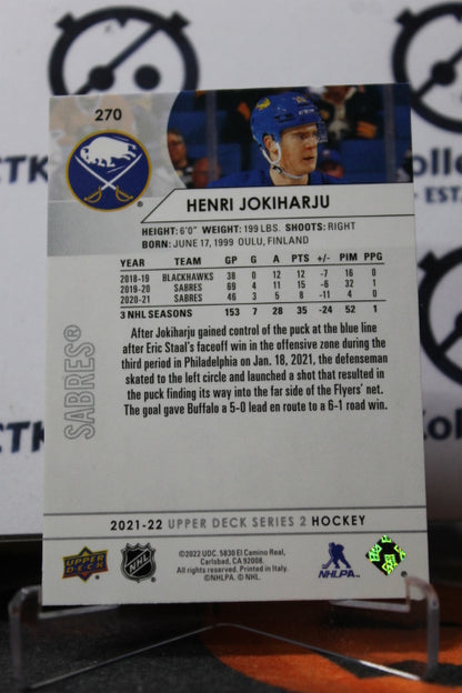 2021-22 UPPER DECK HENRI JOKIHARJU # 270  BUFFALO SABRES NHL HOCKEY TRADING CARD