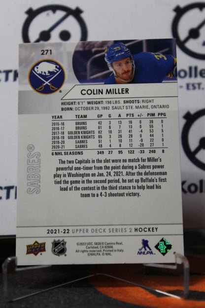 2021-22 UPPER DECK COLIN MILLER # 271  BUFFALO SABRES NHL HOCKEY TRADING CARD