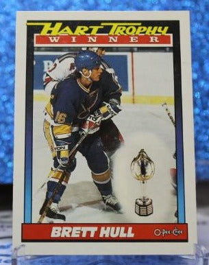 BRETT HULL # 516 O-PEE CHEE 1991-92 ST. LOUIS BLUES NHL HOCKEY TRADING CARD