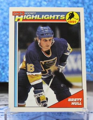 BRETT HULL # 403 O-PEE CHEE 1991-92  ST. LOUIS BLUES NHL HOCKEY TRADING CARD
