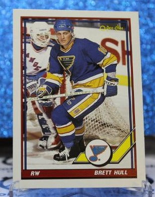 BRETT HULL # 303 O-PEE CHEE 1991-92 ST. LOUIS BLUES NHL HOCKEY TRADING CARD