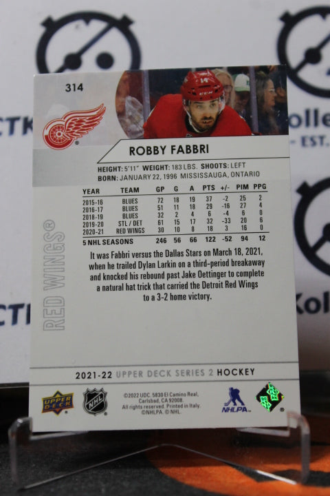 2021-22 UPPER DECK ROBBY FABBRI # 314 DETROIT RED WINGS NHL HOCKEY TRADING CARD