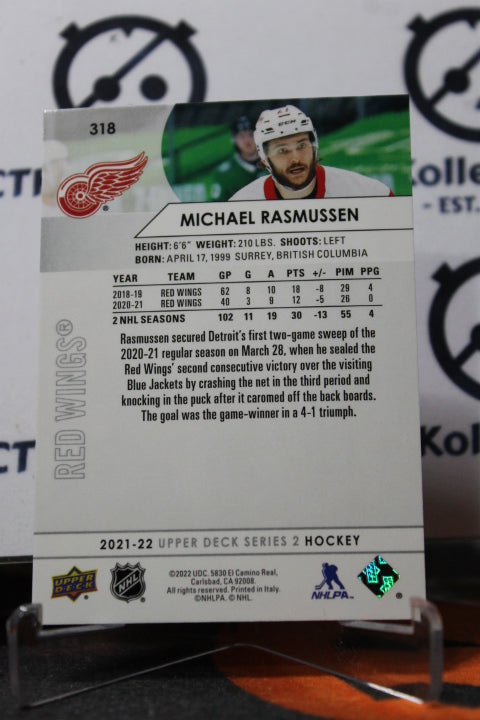 2021-22 UPPER DECK MICHAEL RASMUSSEN # 318 DETROIT RED WINGS NHL HOCKEY TRADING CARD