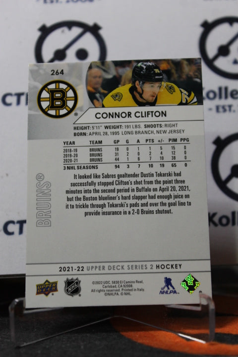 2021-22 UPPER DECK CONNOR CLIFTON # 264  BOSTON BRUINS HOCKEY CARD