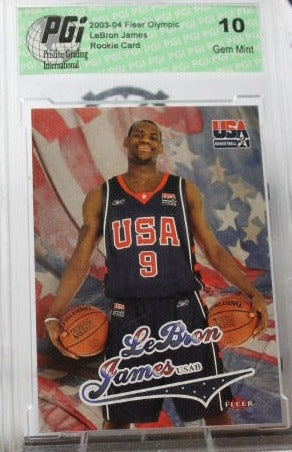 2003-04 FLEER OLYMPIC LEBRON JAMES # USAB ROOKIE CARD PGI GRADED 10 GEM MINT