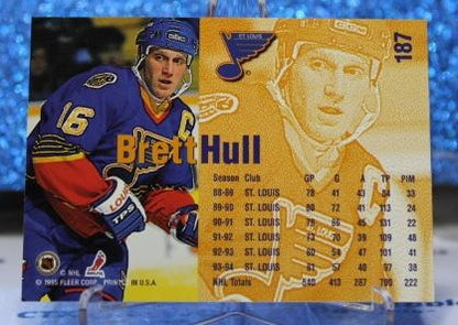 1994-95 FLEER BRETT HULL # 187  ST. LOUIS BLUES NHL HOCKEY TRADING CARD