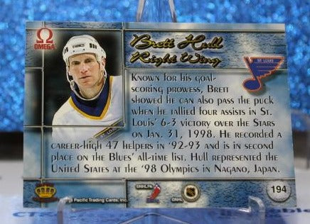 BRETT HULL # 194 OMEGA PACIFIC SILVER 1997-98  ST. LOUIS BLUES NHL HOCKEY TRADING CARD