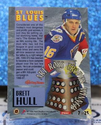 BRETT HULL # 7 OF 25 ART ROSS TROPHY 1996-97 ST. LOUIS BLUES NHL HOCKEY TRADING CARD