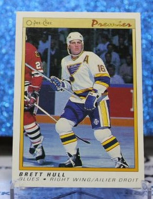 BRETT HULL # 47 PREMIER O-PEE CHEE 1990-91  ST. LOUIS BLUES NHL HOCKEY TRADING CARD