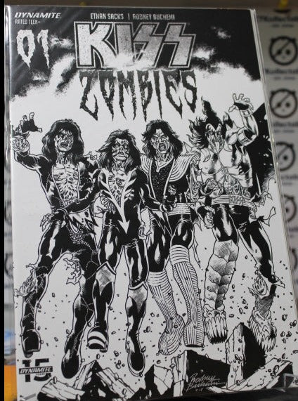 KISS ZOMBIES # 01 VARIANT DESTROYER B&W 1:30 COVER DYNAMITE COMICS NM 2019