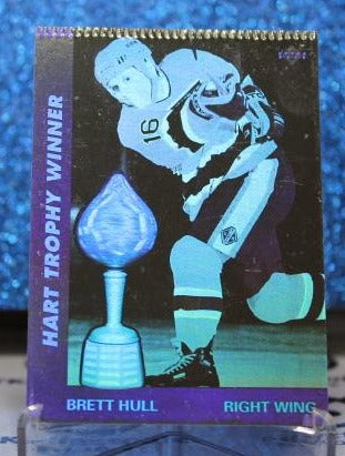 BRETT HULL # AW3 ERROR UPPER DECK HOLOGRAM 1991-92 ST. LOUIS BLUES NHL HOCKEY TRADING CARD