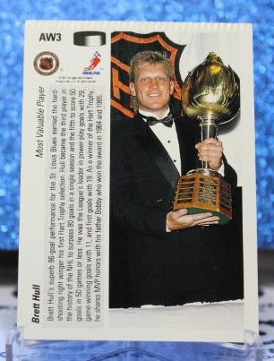 BRETT HULL # AW3 ERROR UPPER DECK HOLOGRAM 1991-92 ST. LOUIS BLUES NHL HOCKEY TRADING CARD