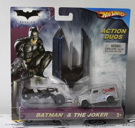 BATMAN  & THE JOKER MATTEL HOT WHEELS DARK KNIGHT ACTION DUOS BATCYCLE DC COMICS WARNER BROS. 2008