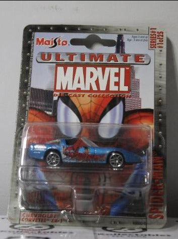 SPIDER-MAN # 1 MAISTO CORVETTE ZR-1 1:64 DIE CAST COLLECTION MARVEL COMICS 2002