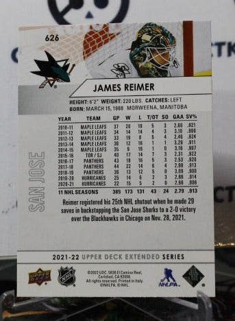 2021-22 UPPER DECK JAMES REIMER # 626  SAN JOSE SHARKS HOCKEY CARD