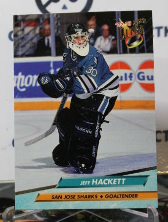 1992-93 FLEER ULTRA JEFF HACKETT  # 195  SAN JOSE SHARKS NHL HOCKEY TRADING CARD