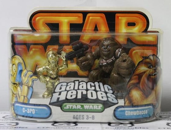 STAR WARS GALACTIC HEROES C-3PO  CHEWBACCA  ACTION FIGURES HASBRO 2004