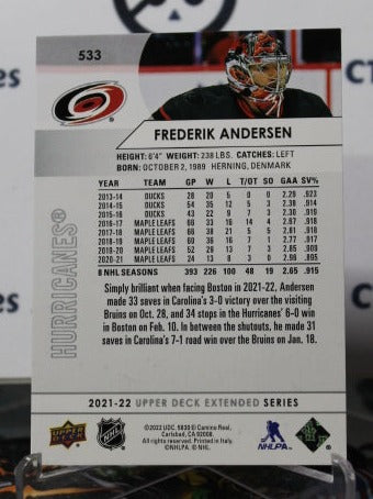 2021-22 UPPER DECK FREDERIK ANDERSEN # 533 CAROLINA HURRICANES NHL HOCKEY TRADING CARD