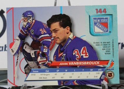1992-93 FLEER ULTRA JOHN VANBIESBROUCK # 144  NEW YORK RANGERS NHL HOCKEY CARD
