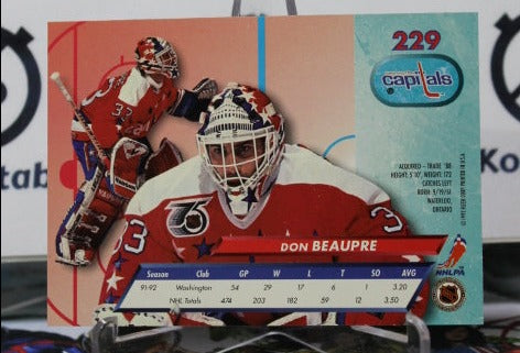 1992-93 FLEER ULTRA DON BEAUPRE # 229 WASHINGTON CAPITALS NHL HOCKEY CARD