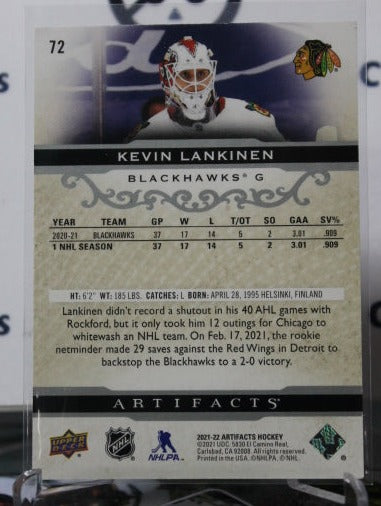 2021-22 UPPER DECK ARTIFACTS KEVIN LANINEN # 72 ROOKIE SILVER CHICAGO BLACKHAWKS NHL HOCKEY TRADING CARD