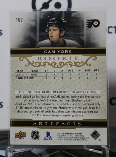 2021-22 UPPER DECK ARTIFACTS CAM YORK # 167 ROOKIE ROSE GOLD PHILADELPHIA FLYERS NHL HOCKEY  CARD