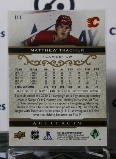 2021-22 UPPER DECK ARTIFACTS MATTHEW TKACHUK # 111 ROSE GOLD HOCKEY NHL CALGARY FLAMES  CARD