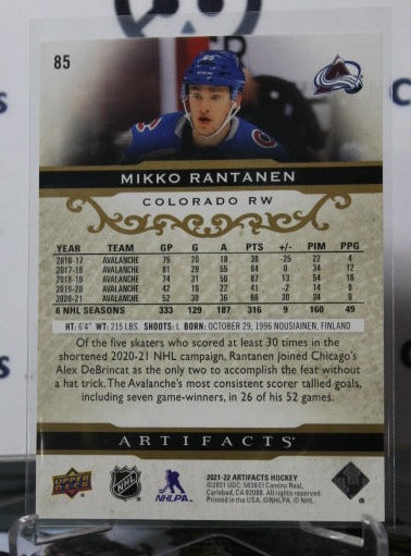 2021-22 UPPER DECK ARTIFACTS MIKKO RANTANEN # 85 ROSE GOLD COLORADO AVALANCHE  NHL HOCKEY TRADING CARD