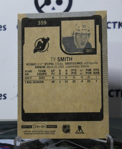 2021-22 O-PEE CHEE TY SMITH # 359  NEW JERSEY DEVILS  NHL HOCKEY TRADING CARD