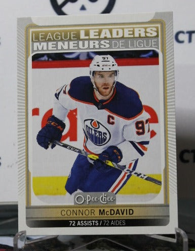 2021-22 O-PEE-CHEE CONNOR McDAVID # 583 LEAGUE LEADERS EDMONTON OILERS  NHL HOCKEY CARD