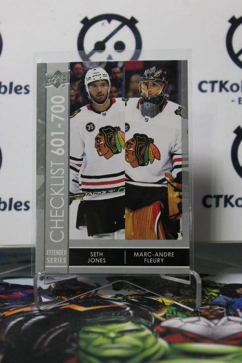 2021-22 UPPER DECK SETH JONES MARC-ANDRE FLEURY # 700 CHECKLIST CHICAGO BLACKHAWKS NHL HOCKEY TRADING CARD