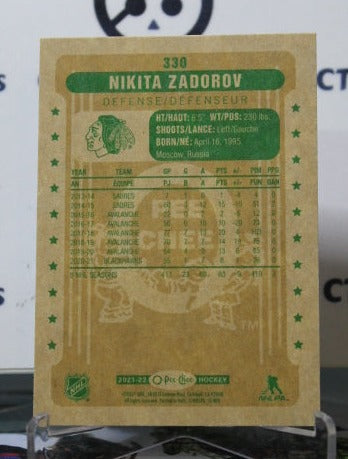 2021-22 O-PEE-CHEE NIKITA ZADOROV # 330 RETRO CHICAGO BLACKHAWKS HOCKEY CARD
