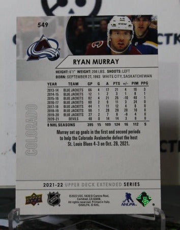 2021-22 UPPER DECK RYAN MURRAY # 549 COLORADO AVALANCHE  NHL HOCKEY TRADING CARD