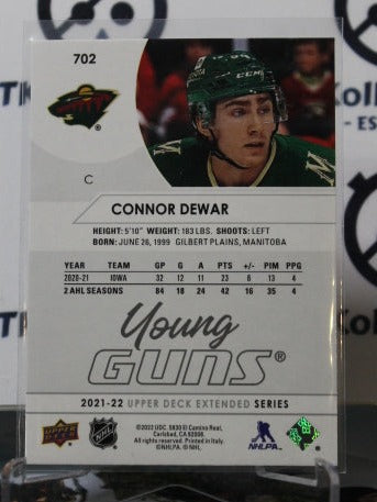 2021-22 UPPER DECK  CONNOR DEWAR # 702 YOUNG GUNS ROOKIE MINNESOTA WILD  NHL HOCKEY CARD