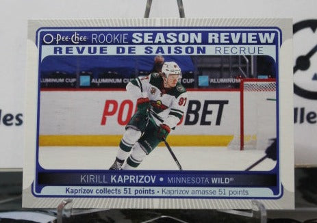 2021-22 O-PEE-CHEE KIRILL KAPRIZOV # 541  ROOKIE  SEASON REVIEW MINNESOTA WILD  NHL HOCKEY CARD