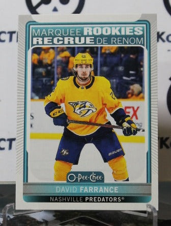 2021-22 O-PEE-CHEE DAVID FARRANCE # 529 MARQUEE ROOKIE NASHVILLE PREDATORS NHL HOCKEY TRADING CARD