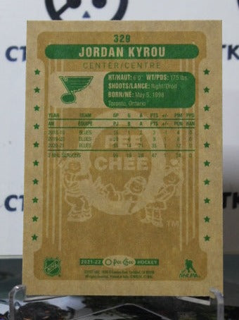 2021-22  O-PEE CHEE JORDAN KYROU # 329 RETRO ST. LOUIS BLUES NHL HOCKEY CARD