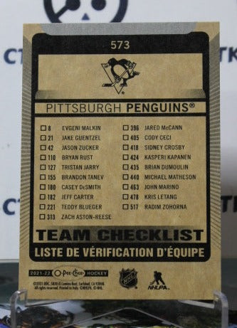 2021-22  O-PEE-CHEE  TEAM CHECKLIST # 573 PITTSBURGH PENGUINS NHL HOCKEY CARD