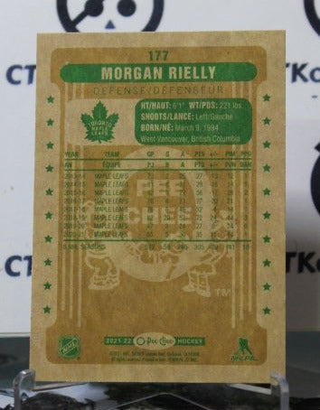 2021-22 O-PEE-CHEE MORGAN RIELLY # 177 RETRO TORONTO MAPLE LEAFS HOCKEY CARD