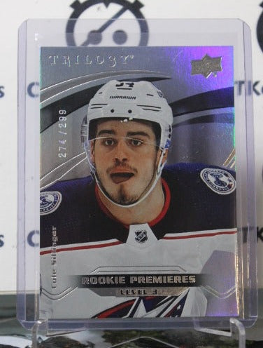 2021-22 UPPER DECK TRILO3Y  COLE SILLINGER # 96 ROOKIE PREMIERS 274/299   COLUMBUS BLUE JACKETS NHL HOCKEY TRADING CARD