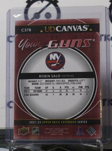 2021-22 UPPER DECK ROBIN SALO  # C378 UD CANVAS YOUNG GUNS NEW YORK ISLANDERS HOCKEY CARD