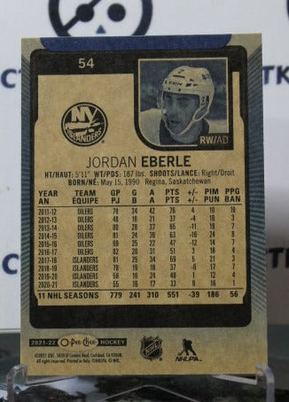 2021-22 O-PEE-CHEE  JORDAN EBERLE # 54 BLUE  NEW YORK ISLANDERS NHL HOCKEY CARD