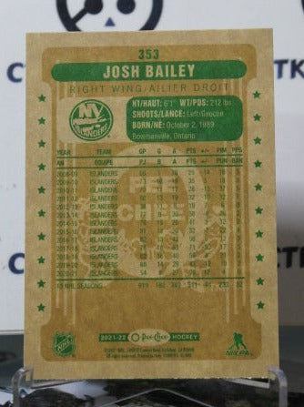 2021-22 O-PEE-CHEE  JOSH BAILEY # 353 RETRO NEW YORK ISLANDERS NHL HOCKEY CARD