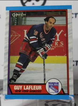 GUY LAFLEUR # 189 O-PEE CHEE 1989-90 NEW YORK RANGERS NHL HOCKEY TRADING CARD