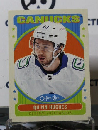 2021-22  O-PEE-CHEE QUINN HUGHES # 421 RETRO  VANCOUVER CANUCKS NHL HOCKEY TRADING CARD