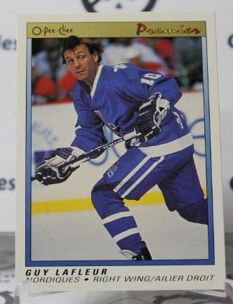 GUY LAFLEUR # 55 O-PEE CHEE PREMIER 1990-91 QUEBEC NORDIQUES NHL HOCKEY TRADING CARD