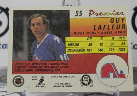 GUY LAFLEUR # 55 O-PEE CHEE PREMIER 1990-91 QUEBEC NORDIQUES NHL HOCKEY TRADING CARD