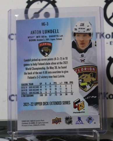 2021-22 UPPER DECK ANTON LUNDELL # HG-3 HOLOGrFX  FLORIDA PANTHERS HOCKEY CARD