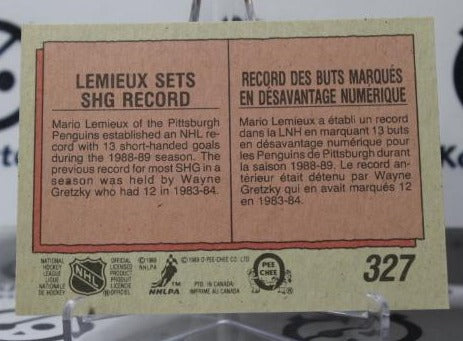 MARIO LEMIEUX # 327 O-PEE CHEE  1989-90 PITTSBURGH PENGUINS NHL HOCKEY TRADING CARD